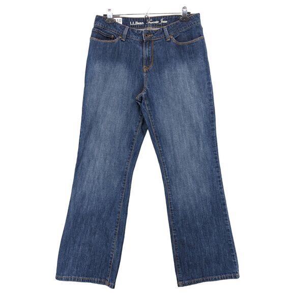 L.L. Bean Favorite Jean Bootcut Jeans Women‎ Size 12 Blue Straight Fit Pockets - Picture 1 of 12